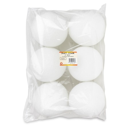Hygloss Products Craft Foam Balls, 6 Inch, White, 6PK 51106